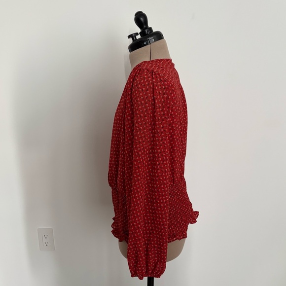 Madewell Julianne Smocked Waist Size 1X Burnt Red Orange Floral Print Stretchy - Picture 3 of 15
